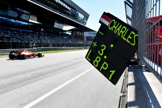 Het pitbord voor Charles Leclerc, Ferrari SF90