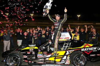 #2 Doug Coby, Mayhew Tools / AJ Romano Construction Chevrolet, celebrates in victory lane