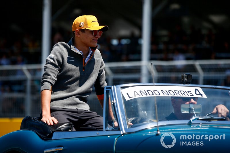 Lando Norris, McLaren, in the drivers parade