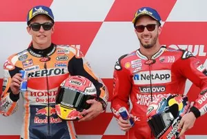 Le poleman Marc Marquez, Repsol Honda Team, le troisième, Andrea Dovizioso, Ducati Team