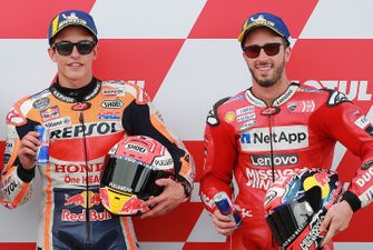 Le poleman Marc Marquez, Repsol Honda Team, le troisième, Andrea Dovizioso, Ducati Team