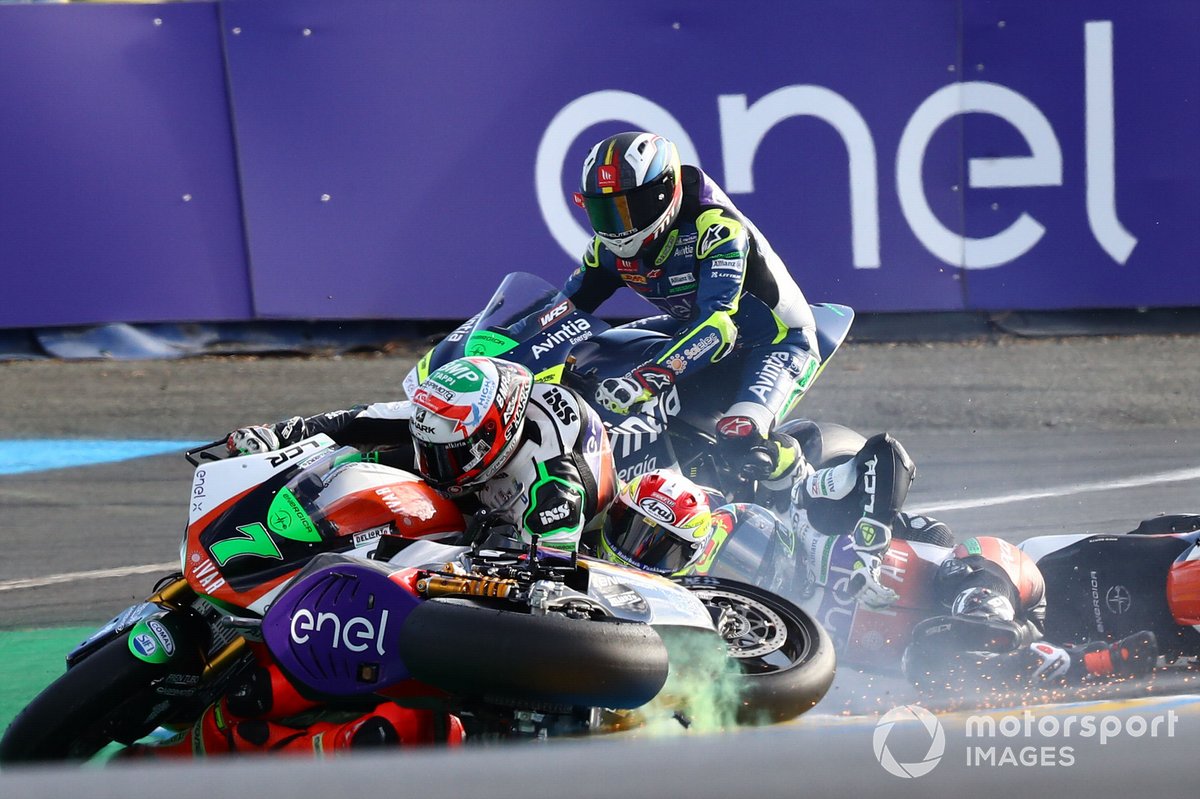Caída de Niccolo Canepa, LCR E-Team, Xavier Simeon, LCR E-Team, Dominique Aegerter, Dynavolt Intact GP