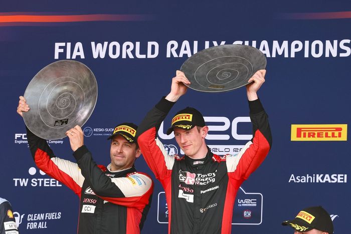 Podio: Ganadores Elfyn Evans, Scott Martin, Toyota Gazoo Racing WRT Toyota GR Yaris Rally1