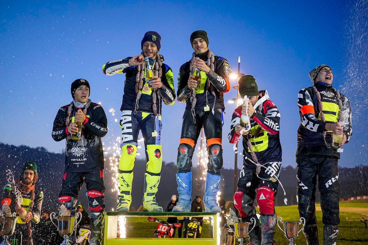 Il podio: primo posto Valentino Rossi e Luca Marini, secondo posto Elia Bartolini e Stefano Manzi, terzo posto Mattia Pasini e Lorenzo Baldassarri
