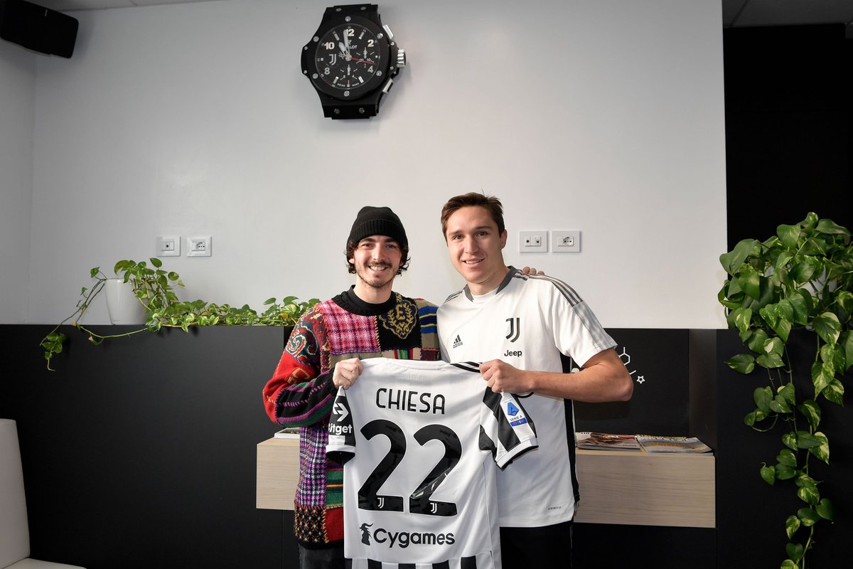 Juventus player Federico Chiesa meets Francesco Bagnaia