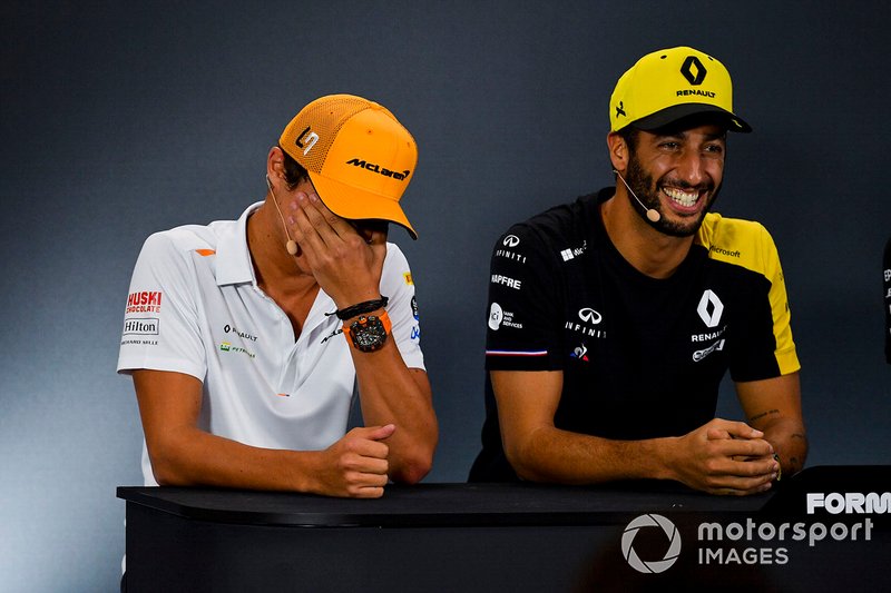 Lando Norris, McLaren e Daniel Ricciardo, Renault F1 Team in conferenza stampa