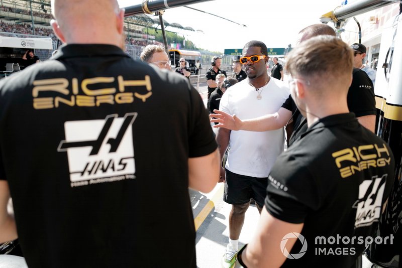 ASAP Ferg, American rapper during pit stop practice with Haas F1