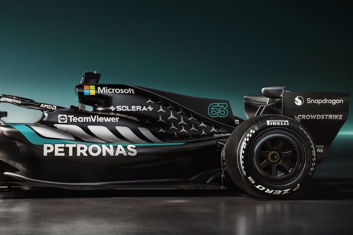 Mercedes W17 con los colores del equipo