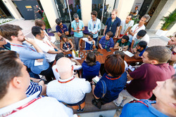 Felipe Massa, Williams, talks to the media