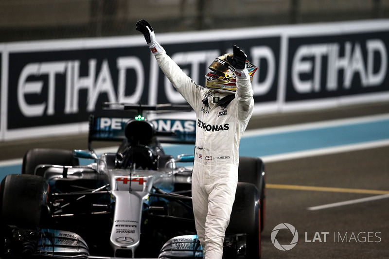 Lewis Hamilton, Mercedes-Benz F1 W08 celebrates in parc ferme