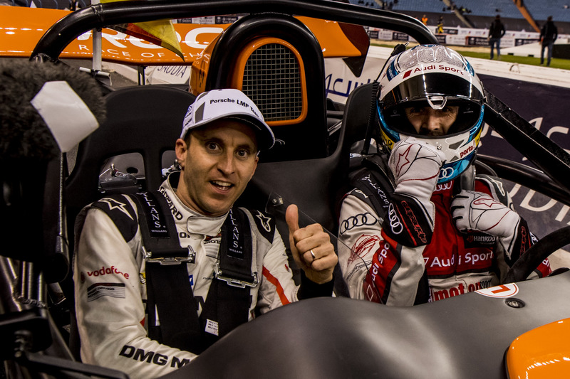 Timo Bernhard and René Rast of Team Germany celebrate winning the ROC Nations Cup