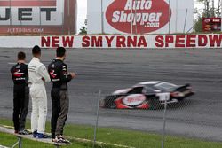 2017 NASCAR Drive for Diversity Combine participants Nicholas Sanchez , Armani Williams  and Chase Cabre look on