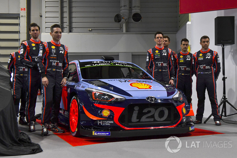 The Hyundai team, including Thierry Neuville, Andreas Mikkelsen, Dani Sordo, Hayden Paddon