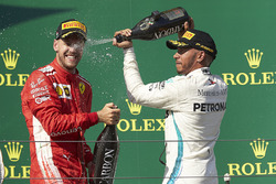 Podium: race winner Lewis Hamilton, Mercedes AMG F1, second place Sebastian Vettel, Ferrari