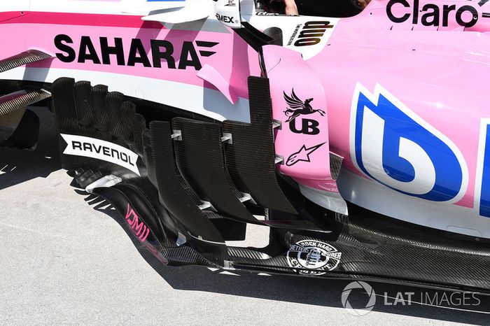 Detalle de los bargeboards del Force India VJM11