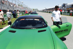 Lewis Hamilton, Mercedes AMG F1, prepares to drive a Hot Laps Mercedes