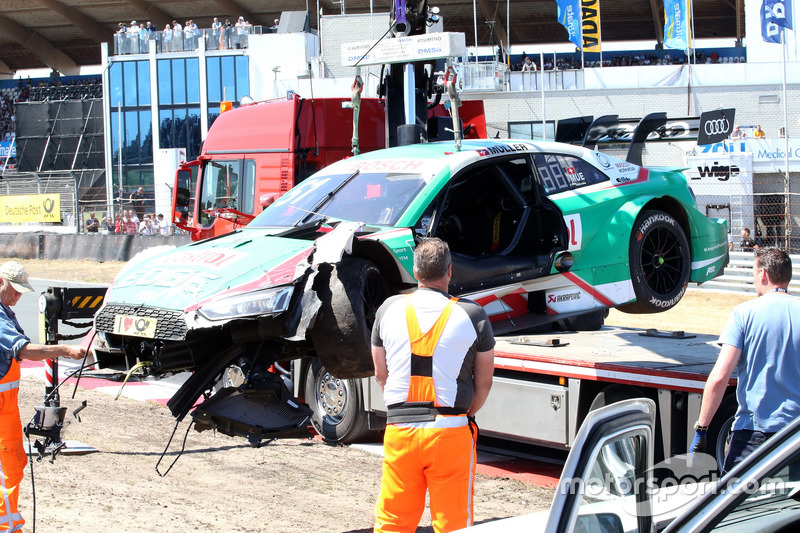 The car of Nico Müller, Audi Sport Team Abt Sportsline, Audi RS 5 DTM after the crash