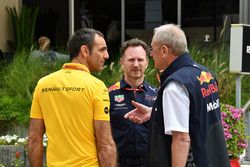 Christian Horner, director del equipo Red Bull Racing, Dr. Helmut Marko, consultor de Red Bull Motorsport y Cyril Abiteboul, director general de Renault Sport F1