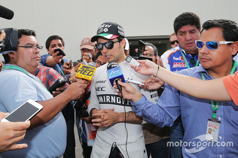 Sergio Perez, Sahara Force India F1 with the media