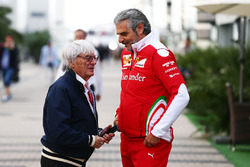 Bernie Ecclestone with Maurizio Arrivabene, Ferrari Team Principal