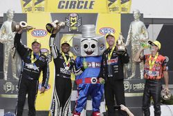 Funny Car winner John Force, Top Fuel winner Antron Brown, Pro Stock winner Jason Line, Pro Stock Bike winner Chip Ellis