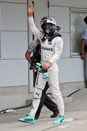 Nico Rosberg, Mercedes AMG F1 celebrates his pole position in parc ferme