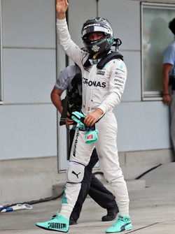 Nico Rosberg, Mercedes AMG F1 celebrates his pole position in parc ferme