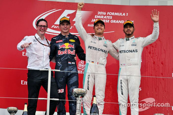 2016: 1. Nico Rosberg, 2. Max Verstappen, 3. Lewis Hamilton