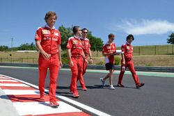 Sebastian Vettel, Ferrari walks the circuit with the team