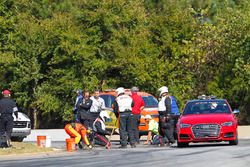 Reparaturarbeiten am Asphalt in Kurve 3 der Rennstrecke Road Atlanta