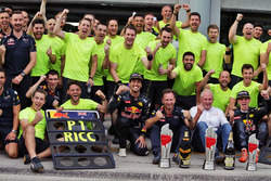 Race winner Daniel Ricciardo, Red Bull Racing celebrates with team mate Max Verstappen, Red Bull Rac