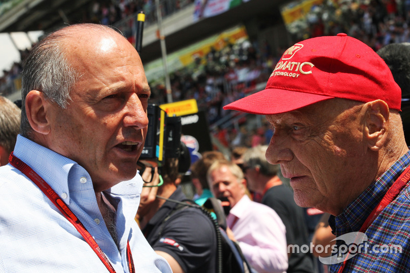 (L to R): Ron Dennis, McLaren Executive Chairman with Niki Lauda, Mercedes Non-Executive Chairman on