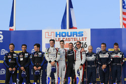 LMP3 podium: winners Eric Trouillet, Paul Petit, Enzo Guibbert, Graff Racing, second place David Hallyday, David Droux, Dino Lunardi, Duqueine Engineering, third place Alex Brundle, Mike Guasch, Christian England, United Autosports