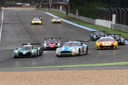 #23 Panis-Barthez Competition Ligier JS P2 Nissan: Fabien Barthez, Timothe Buret, Paul-Loup Chatin; #99 Aston Martin Racing Aston Martin Vantage V8: Andrew Howard, Darren Turner, Alex MacDowall