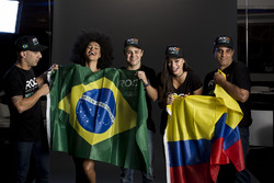 Tony Kanaan, Felipe Massa, Juan Pablo Montoya with the ROC girls