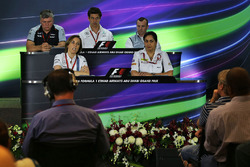 The FIA Press Conference: Otmar Szafnauer, Sahara Force India F1 Chief Operating Officer; Toto Wolff, Mercedes AMG F1 Shareholder and Executive Director; Stephen Fitzpatrick, Manor Racing Team Owner; Claire Williams, Williams Deputy Team Principal; Monisha Kaltenborn, Sauber Team Principal