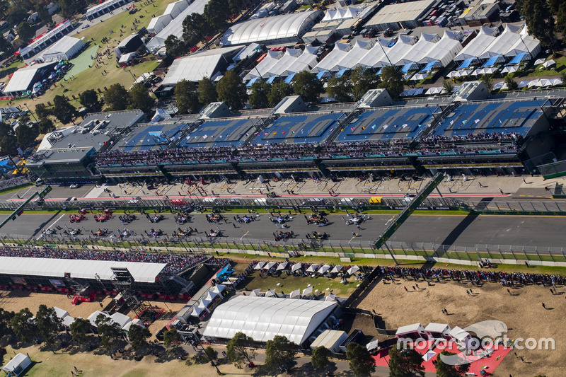 The pre race grid as seen from the air