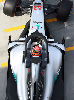 George Russell, Mercedes-Benz F1 W08 with halo