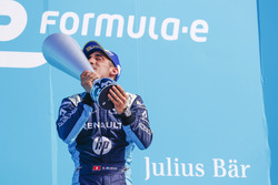 Sébastien Buemi, Renault e.Dams, celebrates on the podium