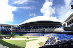 The circuit is paved inside Marlins Stadium