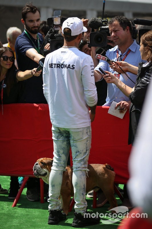 Lewis Hamilton, Mercedes AMG F1 con su perro Roscoe
