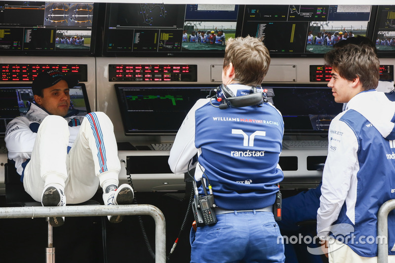 Felipe Massa, Williams, Rob Smedley, Head of Vehicle Performance, Williams, and Lance Stroll, Willia