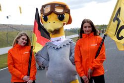 Grid girls with the Arena Ostrich