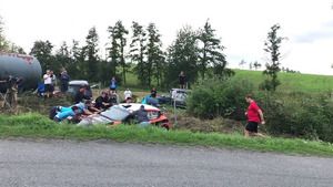 Kraksa Aleksieja Łukjaniuka na odcinku treningowym Rajdu Barum