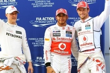 Hamilton en Button op eerste rij in Maleisië