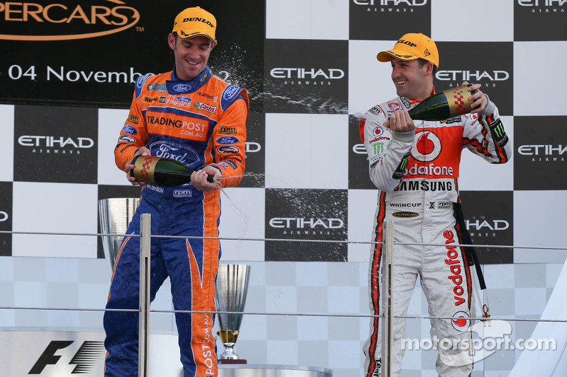 Podium: race winner Jamie Whincup, second place Will Davison