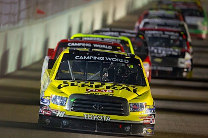 Kyle Busch gets nudged at the finish line in Homestead 200