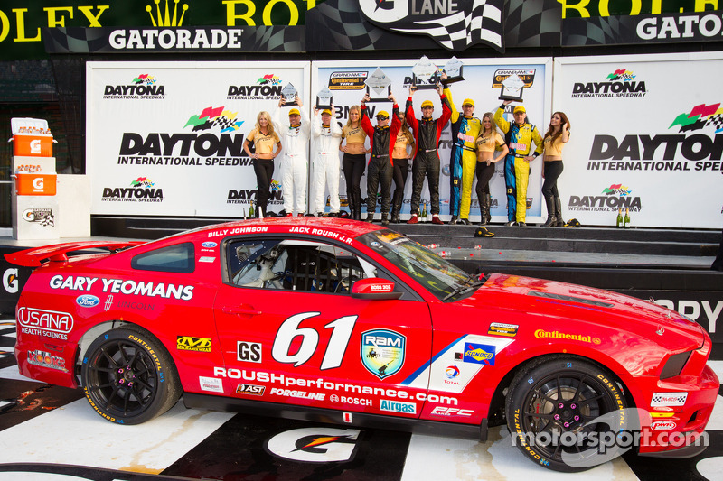 GS podium: class and overal winners Billy Johnson and Jack Roush Jr., second place Nick Longhi and Matt Plumb, third place David Empringham and John Farano