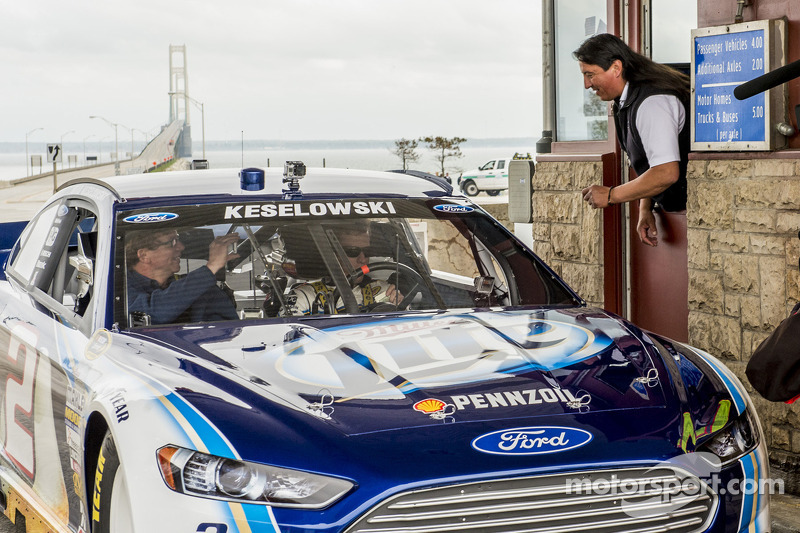 Keselowski drives “Blue Deuce” across Mackinac Bridge