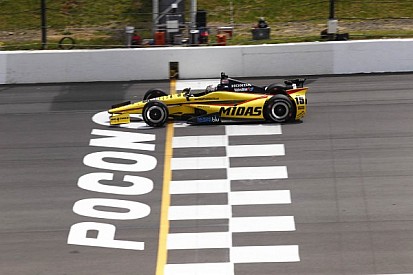 Pocono's elevated sprocket drive shape gives IndyCar traction